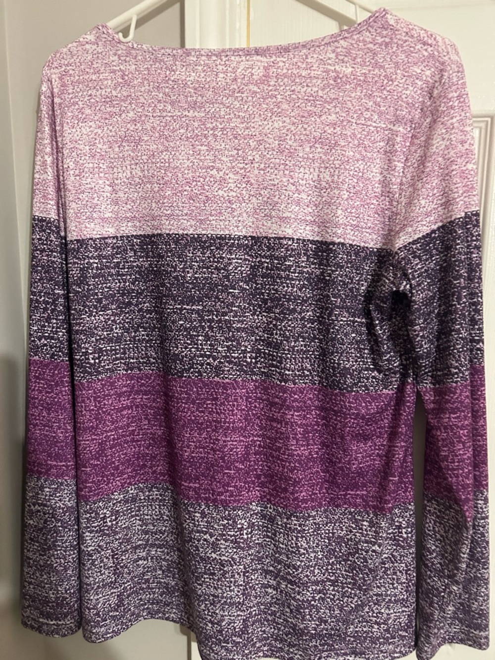 Striped Knit V‑Neck Pullover in Pink and Purple - Picture 2 of 4